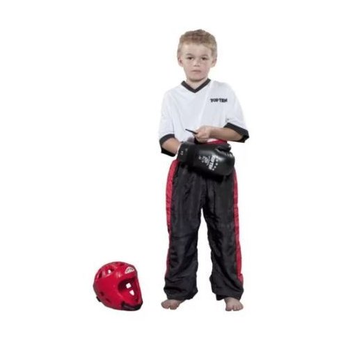 Kick-box nadrág, Top Ten, Classic, fekete-piros szín, 130 cm méret